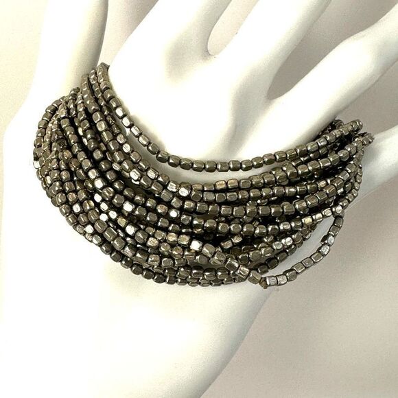 Silver tone multi strand stretchy bracelet - Picture 5 of 8